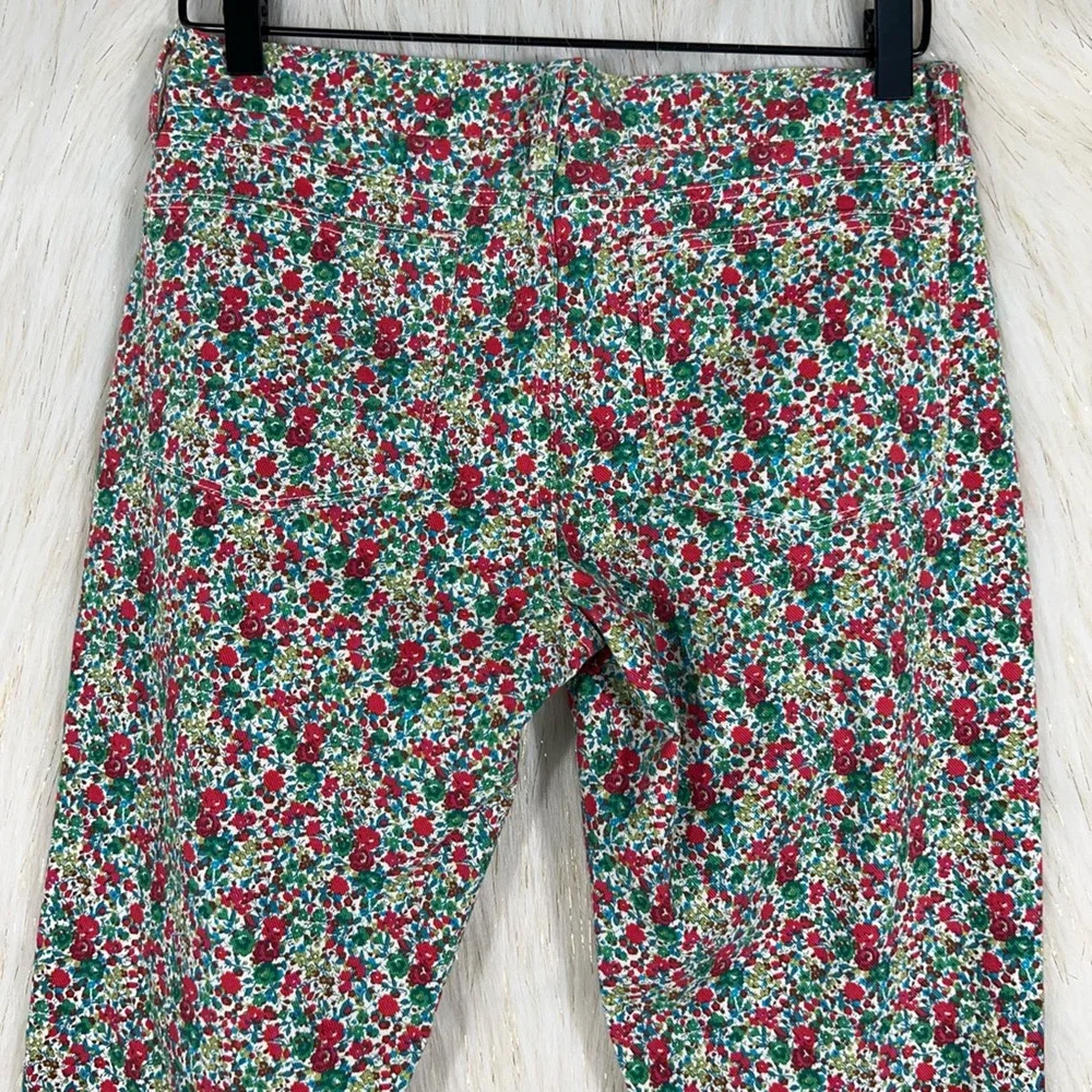 J.Crew Womens Toothpick Ankle Jeans Green Red Floral Pockets Denim 28 New